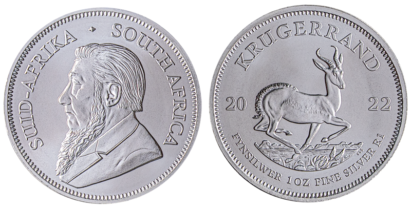 The silver Krugerrand coin.