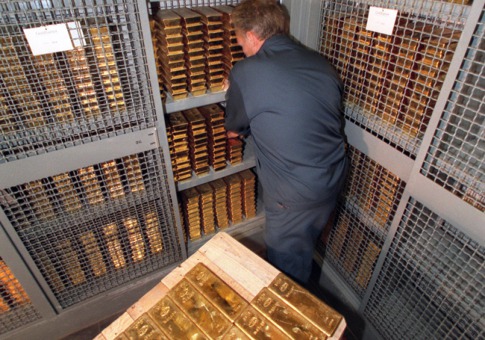 The Bank Of England Underground Gold Vaults In London Stacks Of