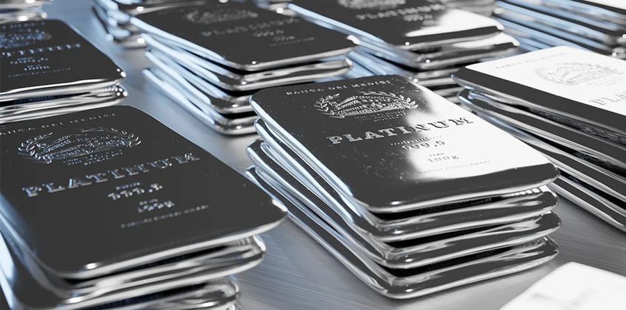 A stack of refined platinum bars.