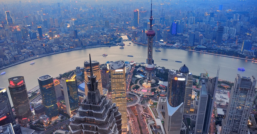 The Shanghai city skyline.