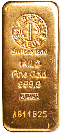 A 1 kg Argor-Heraeus gold bullion bar