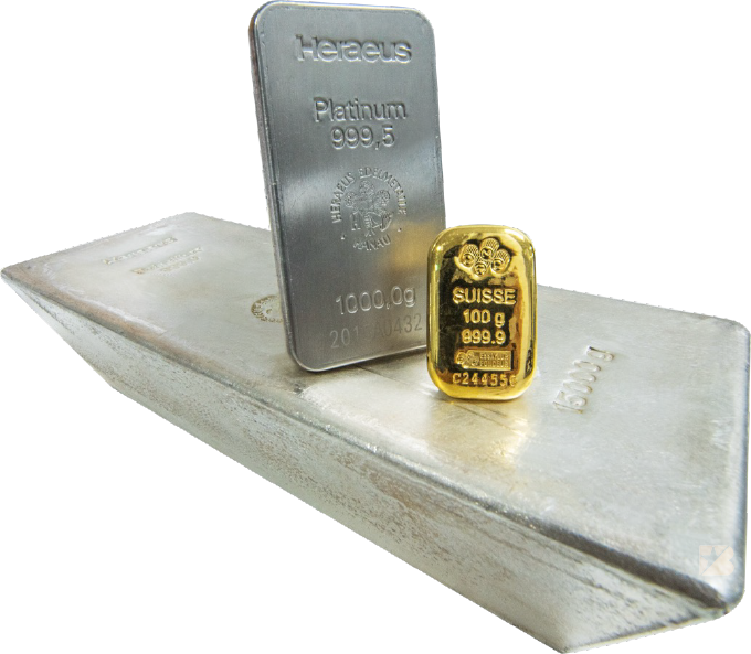 Gold, Silver and Platinum bullion bars