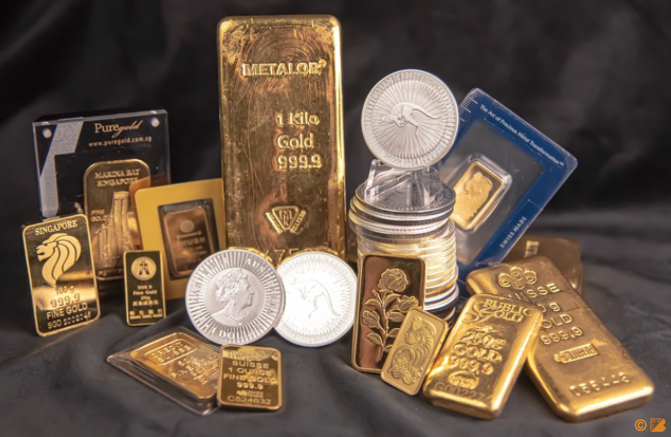 Various brands Gold bars and silver Kangaroo coins